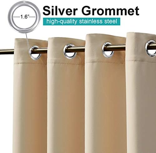 Outdoor Patio Curtains Waterproof Set of 2, Rustproof Stainless Steel Grommet Porch Decor Thermal Insulated for, alternate