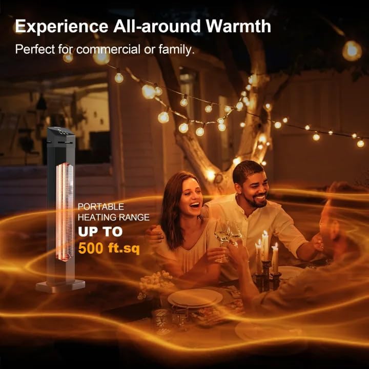 Outdoor Patio Heater for Garage, 37" Electric Space Heaters, 1500W Portable Infrared Radiant with IP65, alternate view 3