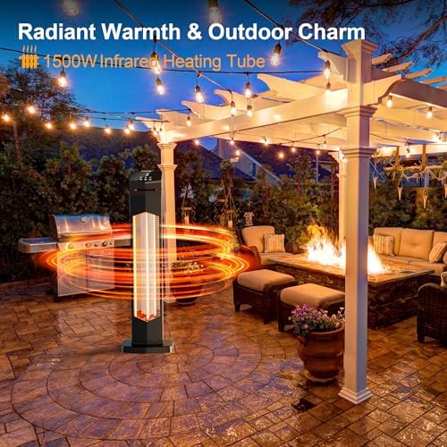 Outdoor Patio Heater for Garage, 37" Electric Space Heaters, 1500W Portable Infrared Radiant with IP65, alternate view 6