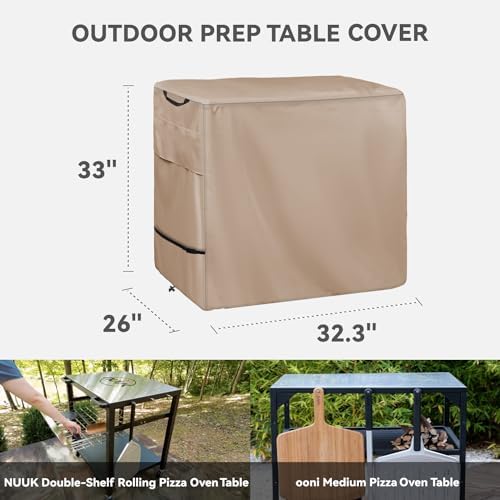 Outdoor Pizza Oven Table Cover, Heavy Duty Waterproof Cover Khaki, alternate view 3