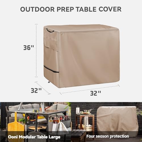 Outdoor Pizza Oven Table Cover, Size 32 x 32 x 36 inch, Khaki in 32 x 32 x 36 inch in Khaki, alternate view 3
