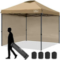 Outdoor Pop-Up Canopy Tent with 2 Sidewalls, Khaki, 10 x 10 Ft in 10 x 10 Ft in Khaki