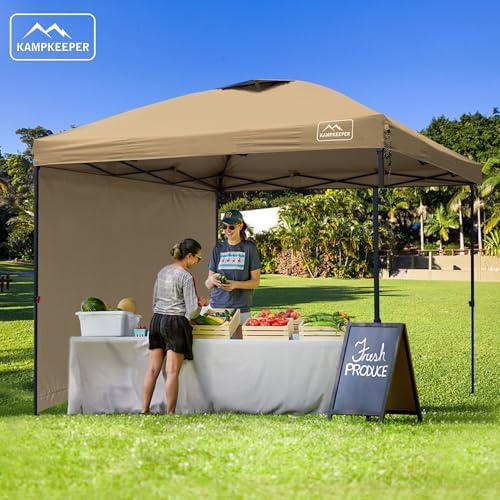 Outdoor Pop-Up Canopy Tent with 2 Sidewalls, Khaki, 10 x 10 Ft in 10 x 10 Ft in Khaki, alternate view 2