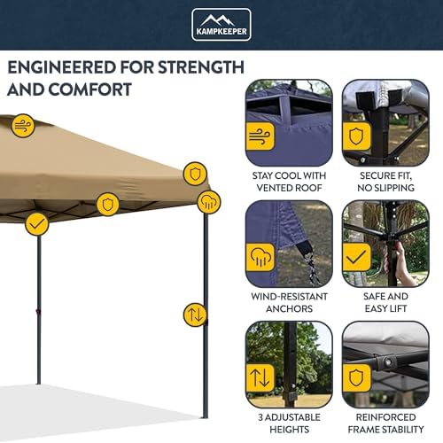Outdoor Pop-Up Canopy Tent with 2 Sidewalls, Khaki, 10 x 10 Ft in 10 x 10 Ft in Khaki, alternate view 4