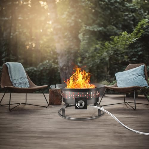 Outdoor Portable Propane Fire Pit, 19-Inch,60,000 BTU with Cover&Carry Kit, Camping Propane Fire Pits, Gas, alternate view 2