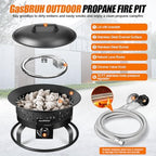 Outdoor Portable Propane Fire Pit, 19-Inch,60,000 BTU with Cover&Carry Kit, Camping Propane Fire Pits, Gas, alternate view 4