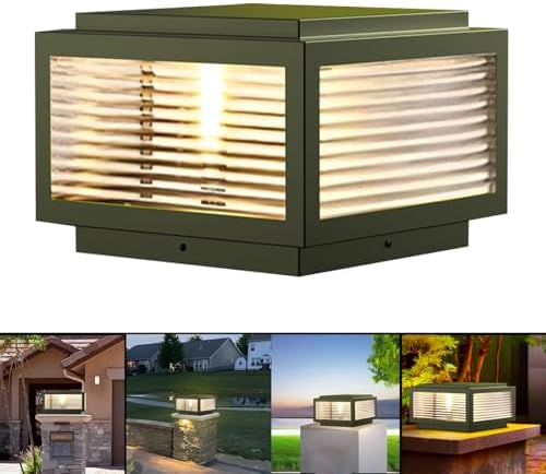 Outdoor Post Light 10X10 in, Column Light, Wired Lantern Column Lamp 110-240V(12-36V Replace Bulb), Garden
