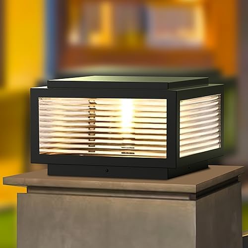 Outdoor Post Light 10X10 in, Column Light, Wired Lantern Column Lamp 110-240V(12-36V Replace Bulb), Garden, alternate view 5