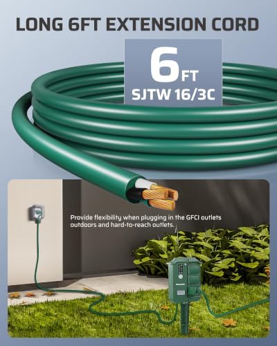 Outdoor Power Stake Timer, Dusk to Dawn Timer with 2 Remotes in Green-2 Remotes, alternate view 5