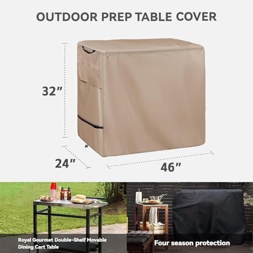 Outdoor Prep Table Cover for PC3404S Rolling Dining Table, Khaki in Khaki, alternate view 3