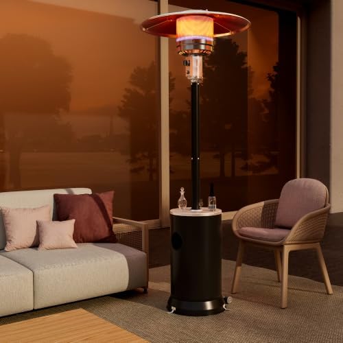 Outdoor Propane Patio Heater, 2-in-1 Table Design, Double-Layer Stainless Steel Burner, with Heavy-Duty, alternate view 2