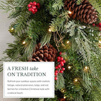 Outdoor Red Berry Pine Christmas Garland - Fresh Traditional Greenery Garland with Natural Elements &, alternate view 4