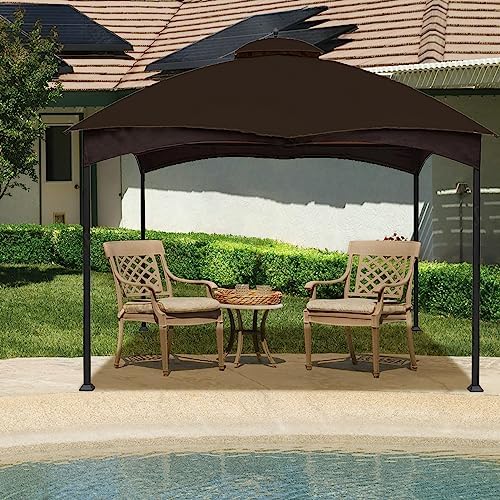 Outdoor Replacement Canopy Top Double Tier Gazebo Roof Cover for Lowe's Allen Roth 10x12 Gazebo #GF-12S004B-1, alternate view