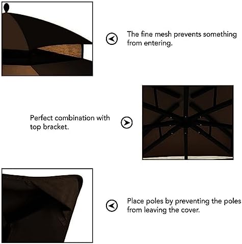 Outdoor Replacement Canopy Top Double Tier Gazebo Roof Cover for Lowe's Allen Roth 10x12 Gazebo #GF-12S004B-1, alternate view