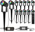 Outdoor RGBW Landscape Lighting with Remote, Dusk to Dawn, 12 Pack