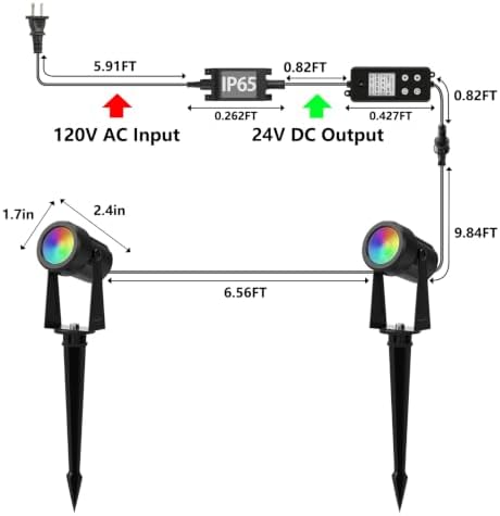 Outdoor RGBW Landscape Lighting with Remote, Dusk to Dawn, 12 Pack, alternate view 2