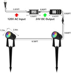Outdoor RGBW Landscape Lighting with Remote, Dusk to Dawn, 12 Pack, alternate view 2