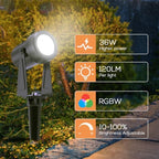 Outdoor RGBW Landscape Lighting with Remote, Dusk to Dawn, 12 Pack, alternate view 3