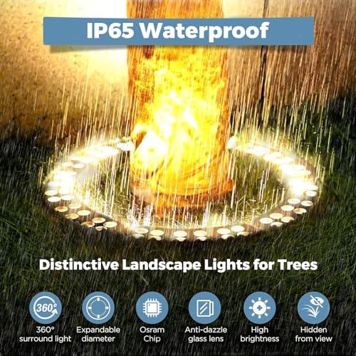 Outdoor Ring Tree Lights, Plug in LED Landscape Uplighting for Trees, 3000K Warm White, IP65 Waterproof, 120V, alternate view