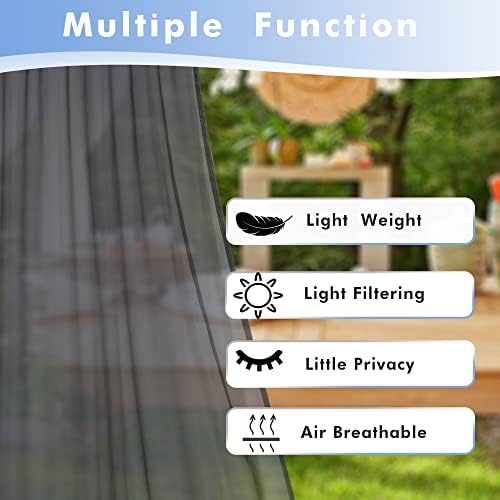 Outdoor Sheer Curtains for Patio Waterproof 4 Pcs 54x108 Inch Grey in 54x108 Inch in Grey, alternate view 2