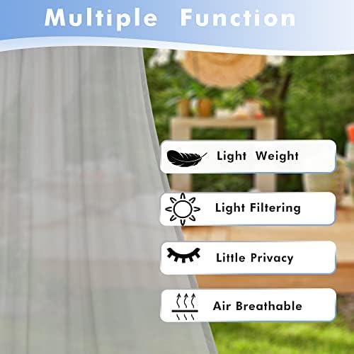 Outdoor Sheer Curtains for Patio Waterproof 4 Pcs 54x95 Inch Silver in 54x95 Inch in Silver, alternate view 2