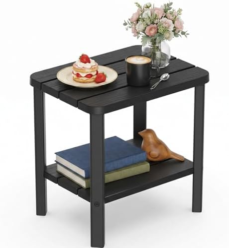 Outdoor Side Table, 2-Tier Weather Resistants Small Table