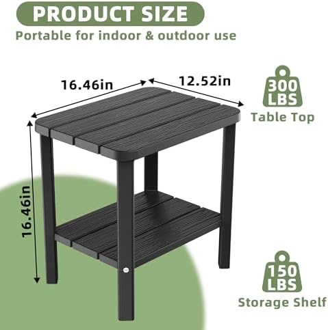 Outdoor Side Table, 2-Tier Weather Resistants Small Table, alternate view 3