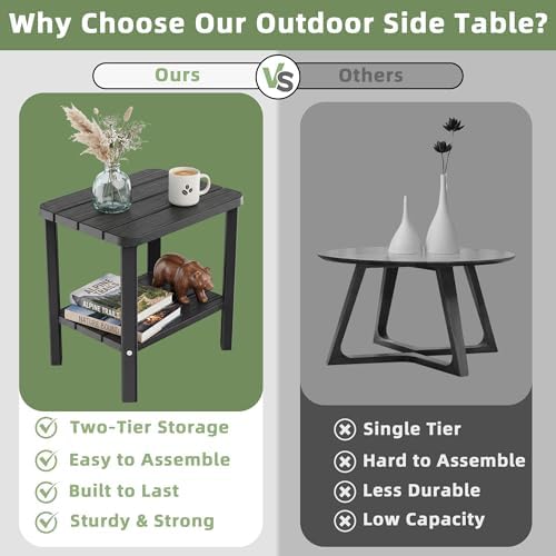 Outdoor Side Table, 2-Tier Weather Resistants Small Table, alternate view 4