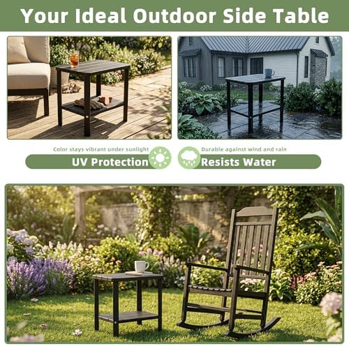 Outdoor Side Table, 2-Tier Weather Resistants Small Table, alternate view 5