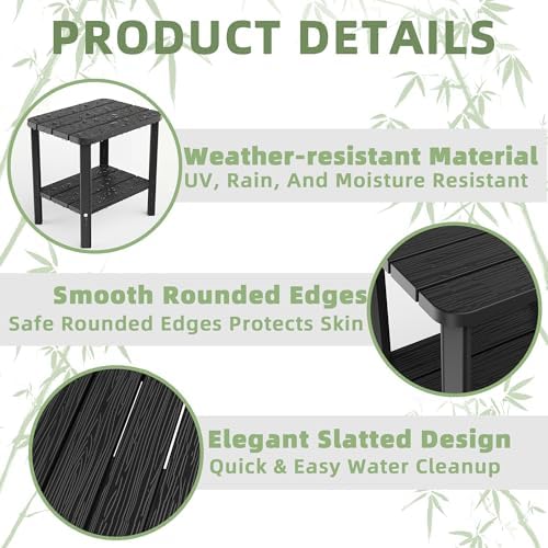 Outdoor Side Table, 2-Tier Weather Resistants Small Table, alternate view 6
