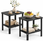 Outdoor Side Table, 2PCS Weather Resistant Small Outdoor Table