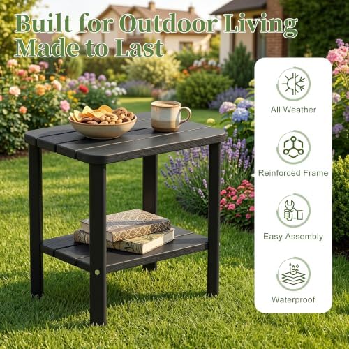 Outdoor Side Table, 2PCS Weather Resistant Small Outdoor Table, alternate view 5