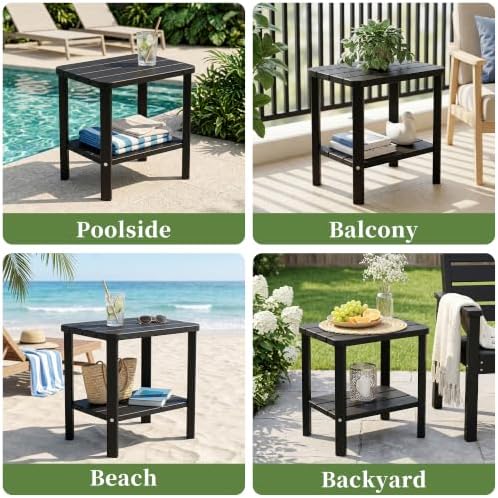 Outdoor Side Table, 2PCS Weather Resistant Small Outdoor Table, alternate view 6
