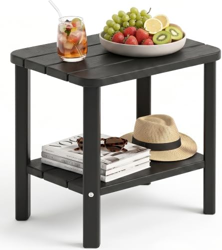 Outdoor Side Table, Weather Resistant 2-Tier Small Outdoor Table