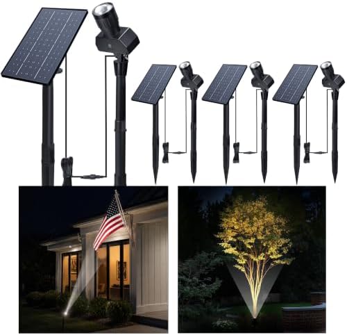 Outdoor Solar Spotlight, Adjustable Angle Landscape Spotlight Waterproof, 2500mAh All Night Separate Panel LED