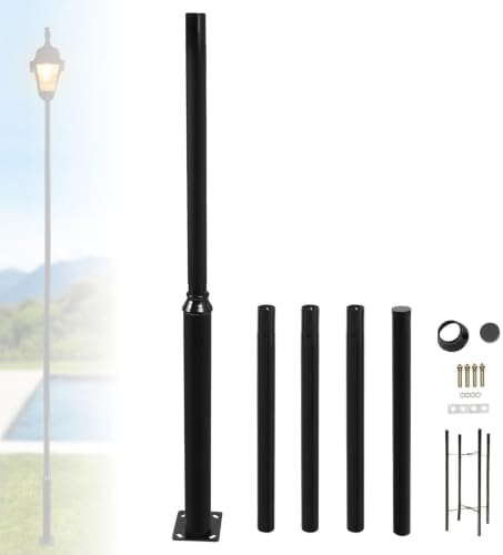 Outdoor Street Light Pole with Ground Cage & Base, 20FT 114+76mm