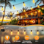 Outdoor String Led Patio Lights - 150Ft 45M Outside Waterproof Light ST38 Shatterproof Bulb Connectable Hanging, alternate
