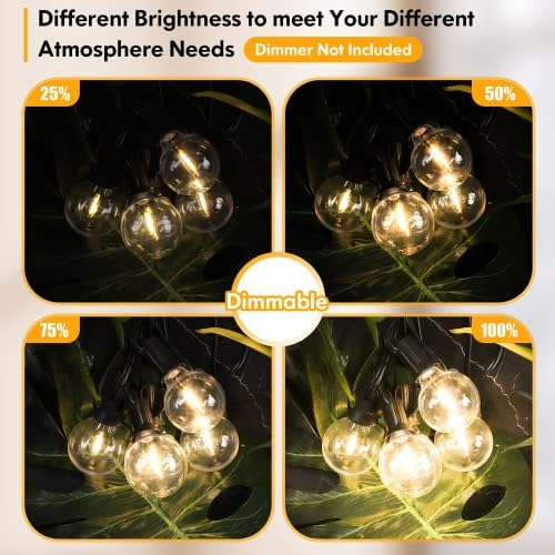 Outdoor String Light 150FT, Waterproof Dimmable Patio Lights with 75 G40 Globes, Shatterproof Connectable, alternate view 4
