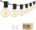 Outdoor String Light 50FT Patio Black with 52 Shatterproof G40 LED Clear Globe Bulbs for Indoor/Outdoor
