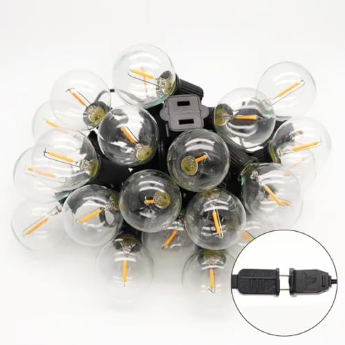 Outdoor String Light 50FT Patio Black with 52 Shatterproof G40 LED Clear Globe Bulbs for Indoor/Outdoor, alternate view 4