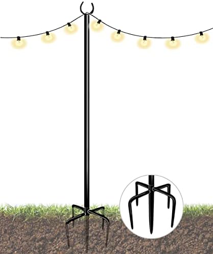 Outdoor String Light Pole, 10 FT Heavy Duty Hanging Light Stand Pole for Outside Garden Lawn, Patio, Christmas