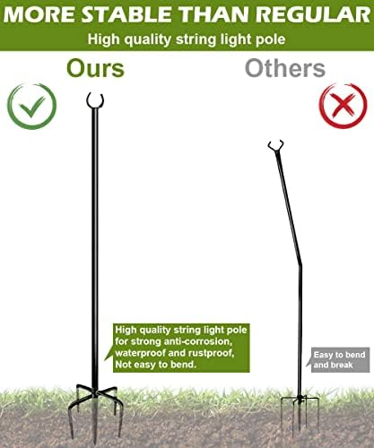 Outdoor String Light Pole, 10 FT Heavy Duty Hanging Light Stand Pole for Outside Garden Lawn, Patio, Christmas, alternate