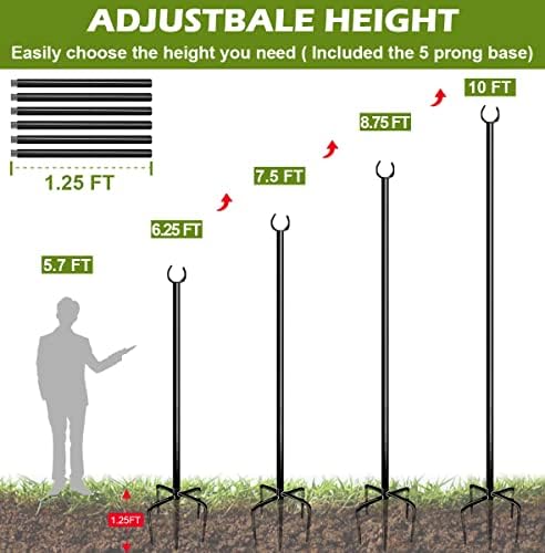 Outdoor String Light Pole, 10 FT Heavy Duty Hanging Light Stand Pole for Outside Garden Lawn, Patio, Christmas, alternate
