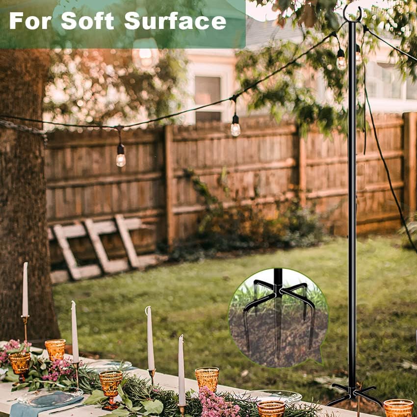Outdoor String Light Pole, 10 FT Heavy Duty Hanging Light Stand Pole for Outside Garden Lawn, Patio, Christmas, alternate