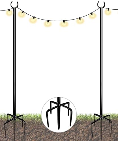 Outdoor String Light Pole, 10 FT Heavy Duty Hanging Light Stand Pole for Outside Garden Lawn, Patio, Christmas