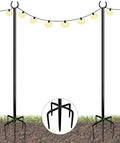 Outdoor String Light Pole, 10 FT Heavy Duty Hanging Light Stand Pole for Outside Garden Lawn, Patio, Christmas