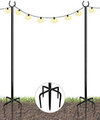 Outdoor String Light Pole, 10 FT Heavy Duty Hanging Light Stand Pole for Outside Garden Lawn, Patio, Christmas