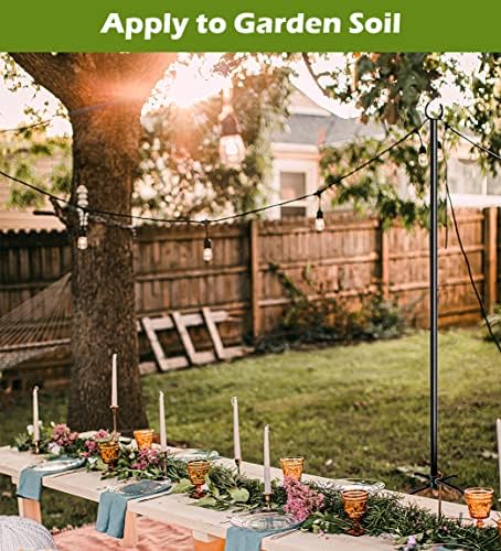 Outdoor String Light Pole, 10 FT Heavy Duty Hanging Light Stand Pole for Outside Garden Lawn, Patio, Christmas, alternate