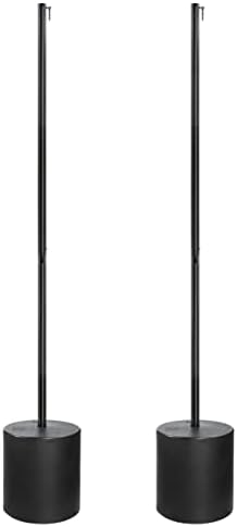 Outdoor String Light Pole Stand (2 Pack) - 9.5 Feet, Black, Heavy-Duty with Freestanding Tank Base for Grass