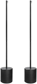 Outdoor String Light Pole Stand (2 Pack) - 9.5 Feet, Black, Heavy-Duty with Freestanding Tank Base for Grass